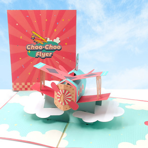Biglietti d'Auguri Personalizzati 3D Ecologici e Riciclabili in Carta con Busta a Forma di Aeroplano per Compleanno e San Valentino - Product Image 1