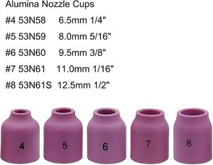 53 lentes de gas cortas universales para antorchas de soldadura TIG # Kit de 10 accesorios para vasos de vidrio para WP-17/18/26 - Product Image 5