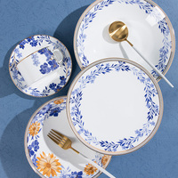 Ensemble d'assiettes mignonnes en porcelaine vaisselle de luxe en porcelaine vaisselle ensemble de vaisselle Bonde chine bols de service ronds assiette pour Halloween