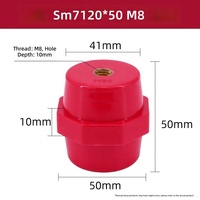 Isolateur de borne cylindrique en forme de broche K&R SM7120-50 50x50 M8, basse tension, rouge, en matériau BMC haute résistance, homologué 660V