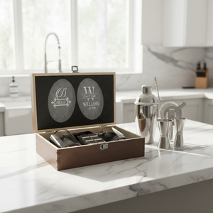 Ensemble de verres à whisky en bois avec logo personnalisé, boîte cadeau en bois, pince à glaçons et sous-verres pour dégustation de whisky - Product Image 1