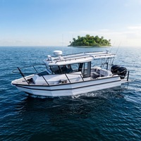 Bateau de luxe de 7,5 m (25 pieds) à coque en V profond, cabine de croisière, bateaux de pêche en aluminium soudé avec toit rigide extensible