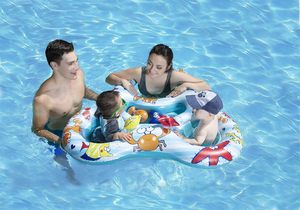 Bouée de piscine double pour bébé et enfant, avec anneau adulte intégré pour deux enfants, pour flotter ensemble - Product Image 6