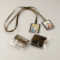 Pendentif Religieux en Gros Cœur Sacré de Jésus et Notre-Dame Scapulaire Catholique Saint Ornement Suspendu Talisman