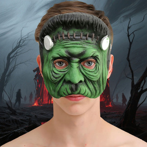 Masque de cosplay Halloween à motif dessin animé Frankenstein en silicone, demi-visage, imprimé numériquement, idéal pour <span class=keywords><strong>les</strong></span> fêtes et accessoires de costume – Meilleure vente - Product Image 3