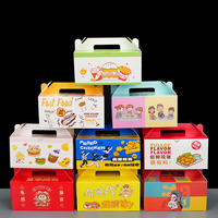 Impresión personalizada de grado alimenticio desechable para llevar, embalaje de comida frita, aperitivos para niños, patatas fritas, hamburguesa, caja de pollo frito