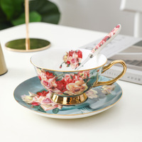 Ensemble de tasses à café en porcelaine fine, design rétro luxueux, motif floral, pour le thé de l'après-midi, boîte cadeau, export, tasse et soucoupe, utilisation en extérieur, gratuit