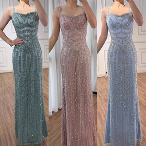 Sharon Said Vintage Straight Evening <strong>Dress</strong> Dubai Spaghetti Straps Blue Luxury <strong>for</strong> <strong>Women</strong> Arabic Long Pleat Special Occasion - Product Image 5