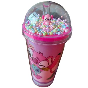 New nhựa nước Tumbler LED ánh sáng lên dễ thương phim hoạt hình Mug Stitch double-layer Đảng trẻ em ly với rơm và nắp - Product Image 1