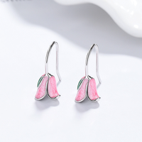 Boucles d'oreilles pendantes en résine en forme de tulipe, en argent sterling 925, avec crochet