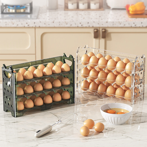 Organisateur de plateaux à œufs portable multi-couches grande capacité, ouverture/fermeture pratique, porte-œufs de cuisine, rangement <span class=keywords><strong>alimentaire</strong></span> en plastique - Product Image 2