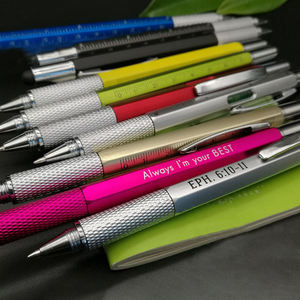 Bolígrafo deportivo 6 en 1 con logotipo personalizado, de doble cabeza Stylus, 1,0mm de ancho de escritura, regla de cuerpo de Metal multifunción, bolígrafo promocional con nivel de burbuja - Product Image 3