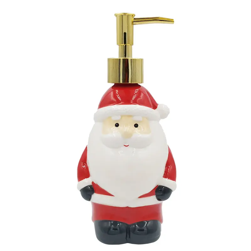 Оптовая продажа, симпатичное керамическое дезинфицирующее средство для рук в стиле Санта-Клауса, бутылка для лосьона для шампуня