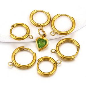 DIY 보석 만들기를위한 루프 귀 포스트 점프 링이있는 스테인레스 스틸 Huggie 귀걸이 후크 - Product Image 6