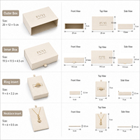 Coffret à bijoux en carton rigide écologique avec pelliculage brillant et gaufrage, couvercle magnétique à rabat, logo personnalisé et inserts en velours