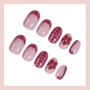 24 faux ongles en amande à presser, motif croco rose, pour femmes, usage quotidien et soirées - Product Image 5