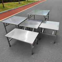Table pliante portable en acier inoxydable, robuste, pour marché nocturne, restauration de rue et barbecue en extérieur