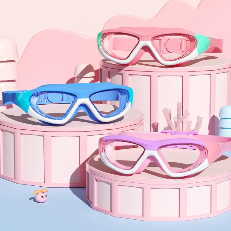 Óculos de natação de silicone para crianças, óculos antiembaçantes antiembaçantes com lentes HD, moda infantil de corrida, 2024 fábrica por atacado