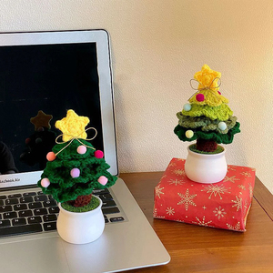 Handmade Cotton Yarn Knitted <strong>Christmas</strong> <strong>Tree</strong> Ornament <strong>Mini</strong> Crochet Xmas <strong>Tree</strong> for Home Room Desktop Party Unique Doll Shape Gift - Product Image 4