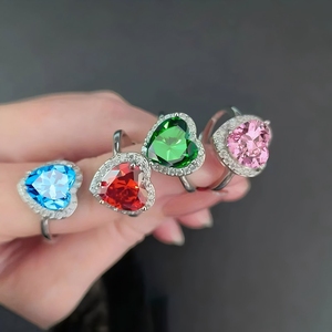 FY moda boda joyería regalo anillos compromiso eternidad nupcial aniversario <span class=keywords><strong>promesa</strong></span> piedra preciosa corazón anillo ajustable - Product Image 3