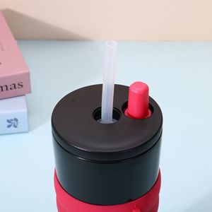 Insulated Straw Tumbler 316 Stainless Steel Portable Water <b>Bottle</b> For Travel Outdoor Use Gradient Colors With Lid And Strap - Product Image 2
