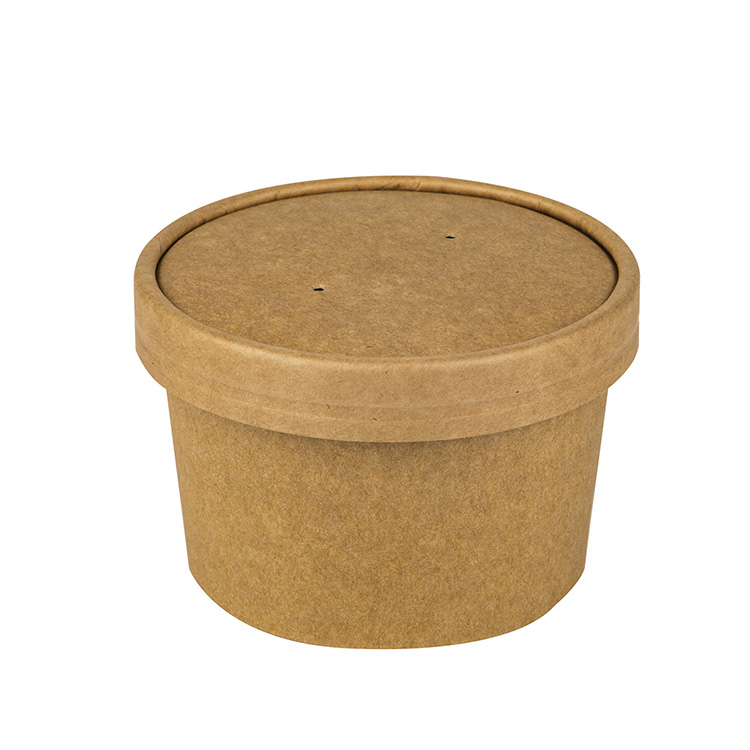 Accept custom disposable 8oz 12oz 16oz Kraft Paper Soup Cup biodegradable soup container with paper lids