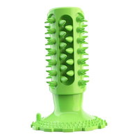 Jouet à mâcher pour chien en caoutchouc naturel vert texturé, jouet à tirer qui couine pour nettoyer les dents, pour chiens et chats