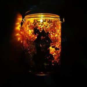 11Oz Sublimation Solar Powered Lantern Double Wall Glass Jar Wind Spinner With Rotating Swivel <b>Hooks</b> <b>Clips</b> - Product Image 3