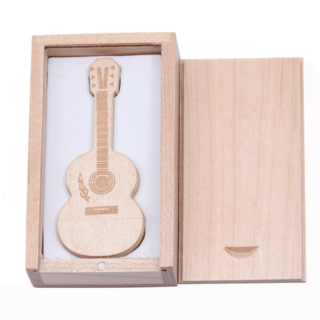 Wood Guitar Shaped USB 128MB 256MB 512MB 1GB 2GB 4GB 8GB 16GB 32GB 64GB Flash Disk Cle USB Stick Memory USB Flash Drive