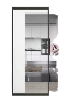 Conception sans cadre haute capacité de poids intérieur en aluminium miroir coulissant verre porte de grange coulissante porte intérieure chambre porte de toilette