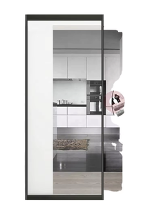Frameless Design High Weight Capacity Interior Aluminum Sliding Mirror Glass Sliding Barn Door Interior Door Bedroom Toilet Door