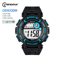 Montre de sport numérique MINGRUI avec logo personnalisé, étanche 30M, antichoc, LED lumineuse, cadran 47MM, 6 couleurs, OEM ODM CE FCC