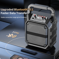 Enceinte Karaoké Portable BT 5.1 avec Poignée, Micros Sans Fil, 10W, Boombox 6.5 pouces, Haute Fidélité, Basses Puissantes, pour Fêtes Intérieures et Extérieures, KTV