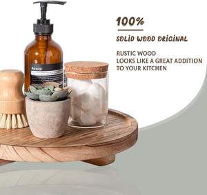 Plateau rond en bois massif, diffuseur de parfum pour la maison, bougie décorative, base de table, planteur de bureau, étagère à cosmétiques, porte-savon, plateau à parfum - Product Image 4