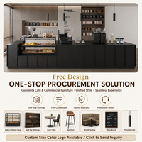 Comptoir de bar commercial moderne et simple en forme de I avec panneau composite et rangement dissimulé pour café