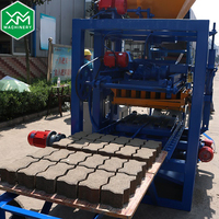 Machine de fabrication de pavés en ciment QT4-24 pour usine de blocs en Chine, mini-usine de briques semi-automatique avec moteur et boîte de vitesses, 500 pièces/heure