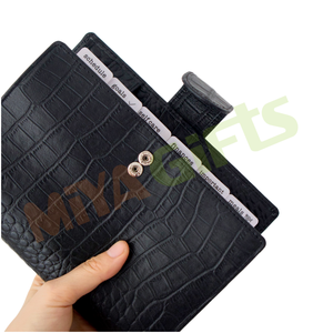 Classeur à anneaux en cuir de croco rose A4 A5 A6 A7 personnalisé classeur avec fermeture éclair enveloppes rembourrées portefeuille - Product Image 1