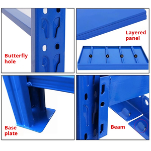 Estantería ajustable de acero resistente para almacén Estante de almacenamiento de <span class=keywords><strong>4</strong></span> niveles Diseño desmontable Directo de fábrica al por mayor - Product Image 5