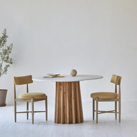 Ensemble de table classique nordique naturel tables rondes en ardoise table à manger 6 places en béton et bois