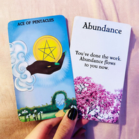 Cartes de tarot oracle personnalisées avec bordure dorée, livre explicatif, emballage cadeau avec logo personnalisé, double face, portables, faites à la main, papier durable