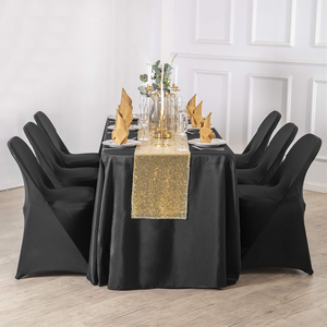 High Quality Black Rectangular Polyester Wedding <b>Tablecloth</b> Luxury Banquet Wedding Event Decorative Woven Technique Disposable - Product Image 6