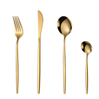 Ensemble de couverts en acier inoxydable doré moderne de 16 pièces avec coffret de présentation pour mariage, hôtel, restaurant