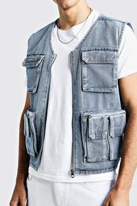 <span class=keywords><strong>Gilet</strong></span> <span class=keywords><strong>sans</strong></span> manches veste hommes vente en gros Multipocket Streetwear mode hommes utilitaire Denim <span class=keywords><strong>gilet</strong></span> - Product Image 5