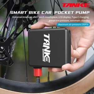 TANKE Mini pompe intelligente <span class=keywords><strong>pour</strong></span> vélo-<span class=keywords><strong>Compresseur</strong></span> d'air électrique portable <span class=keywords><strong>pour</strong></span> vélos de route/<span class=keywords><strong>VTT</strong></span> avec arrêt automatique et affichage PSI - Product Image 2