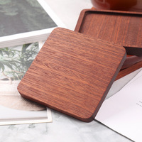 Sous-verres en bois naturel en gros pour usine, avec logo gravé au laser, sous-verres en bois de noyer et bambou, logo personnalisé, carrés vierges, cadeau