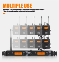 XTUGA IEM1200 Système de Monitoring Intra-Auriculaire Professionnel UHF Sans Fil pour Scène Vocale et Instrumentale