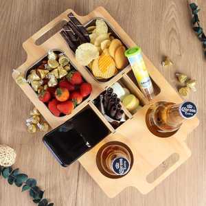 सोफे ब्यूटीलर स्नैक आयोजक लकड़ी बांस बीयर बॉक्स सोफे बिस्तर टीवी प्रेमियों के लिए सोफे ट्रे - Product Image 2