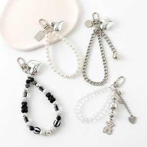 Cadena de Perlas Personalizada para Teléfono, Colgante, Llavero, Amuleto de Corazón y Oso, Decoración para Teléfono Móvil para iPhone - Product Image 1