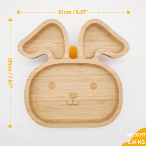 Cuenco de madera de bambú ecológico para bebé, plato con estampado personalizado, forma de Animal Natural, cuadrado, plato de bambú para comida de frutas para niños - Product Image 2