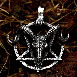 SS8-853P Steel Soldier Stainless Steel <strong>Pentagram</strong> Pan God Skull <strong>Goat</strong> <strong>Head</strong> Pendant Necklace Satanism Occult Metal Vintage Star - Product Image 1